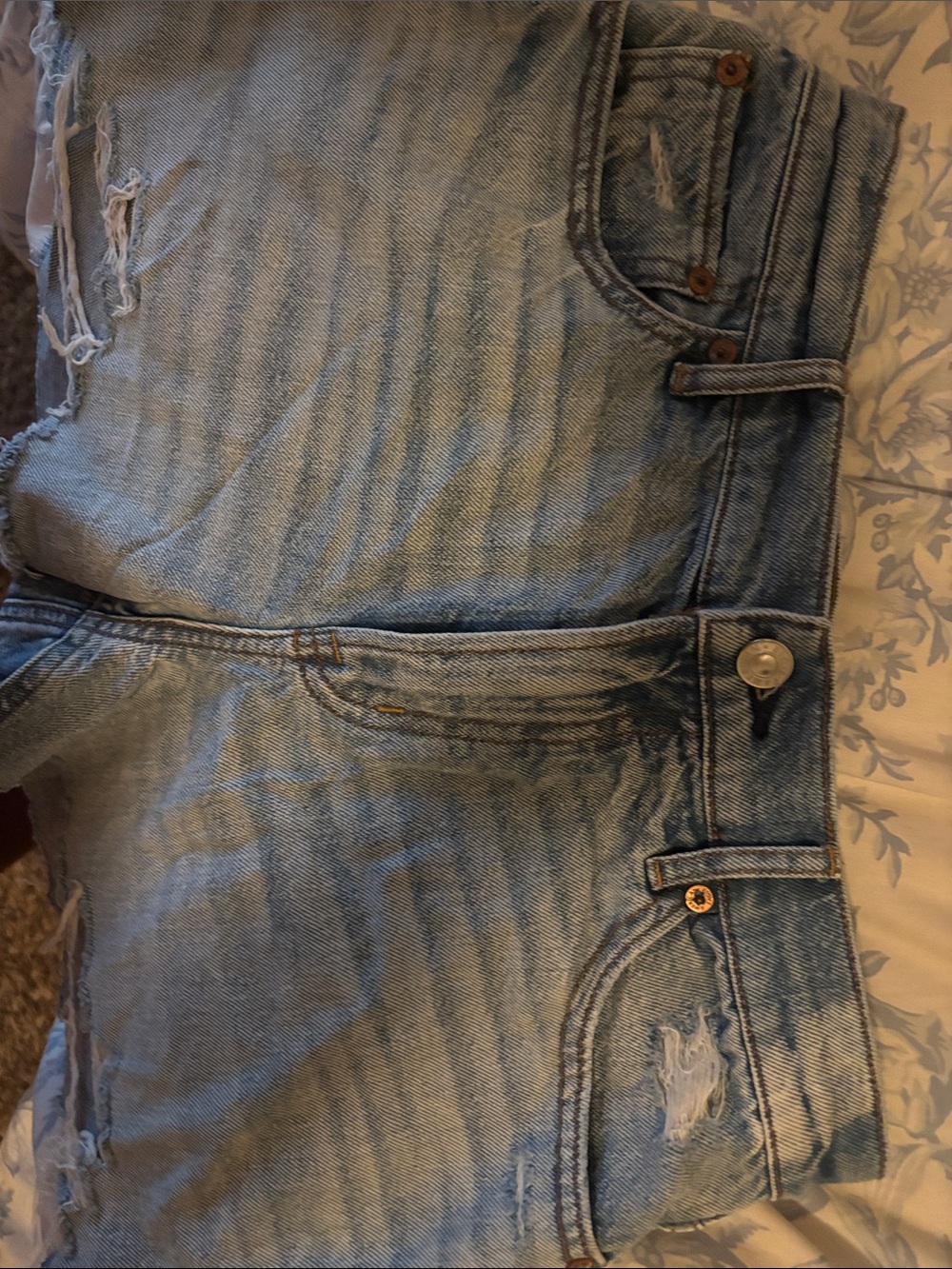 American Eagle Outfitters Light Blue Distressed Denim Shorts